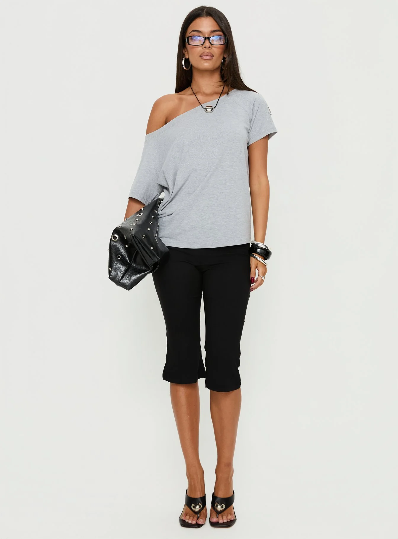 Icon Baby Off Shoulder Top Grey