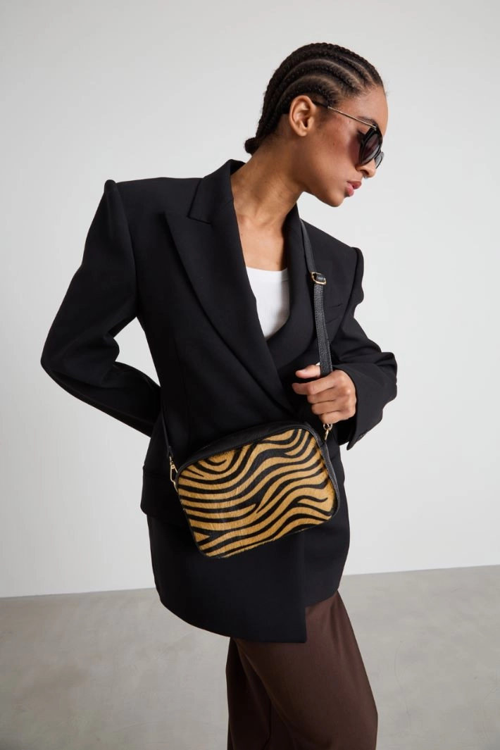Animal print shoulder bag - BLACK BEIGE
