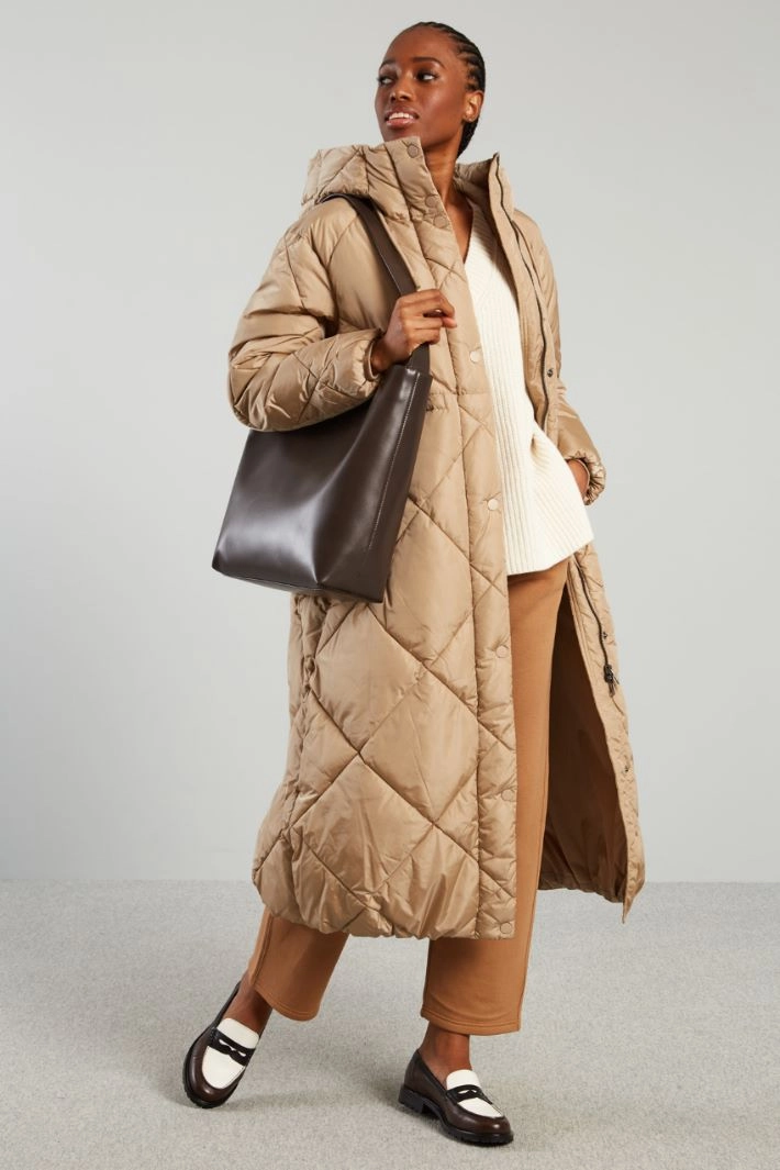 Long taffeta down jacket - BEIGE