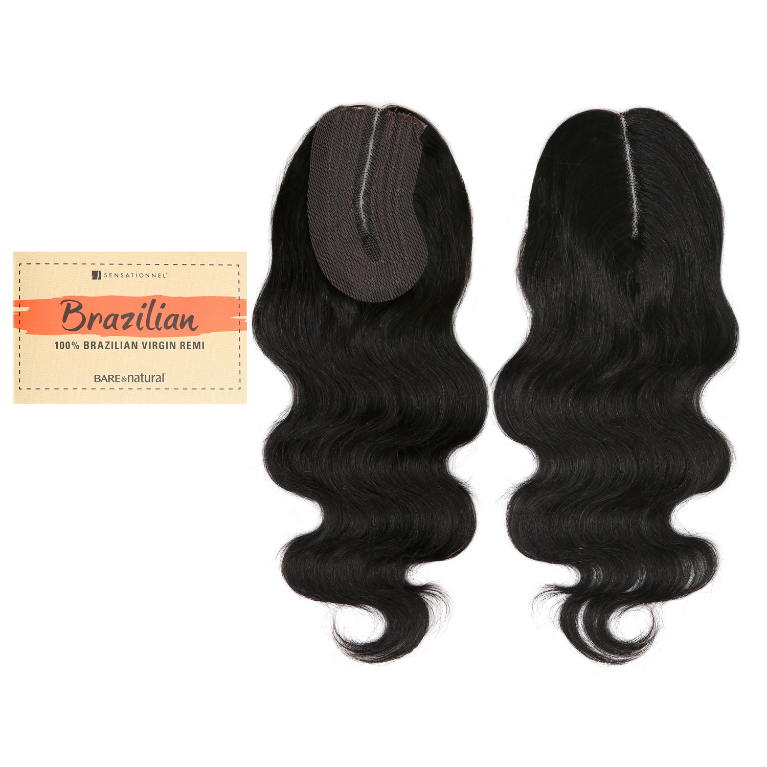 Sensationnel Unprocessed Brazilian Virgin Remy Human Hair Weave Bare & Natural L-Shape Part Lace Closure Natural Body 12