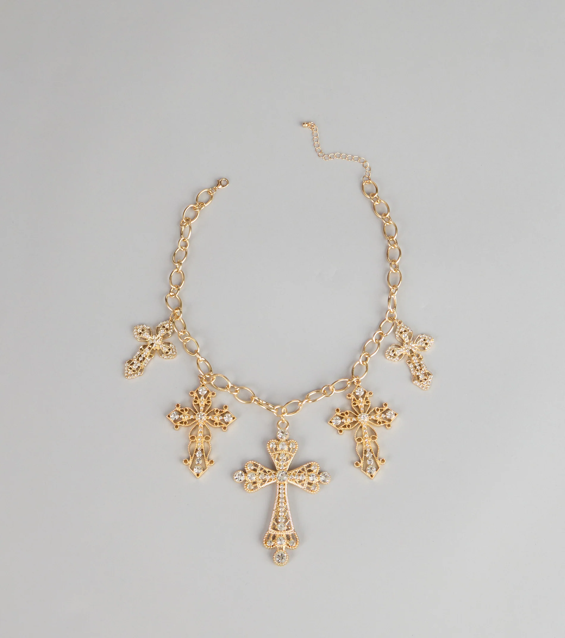 Styled Shine Rhinestone Cross Statement Necklace