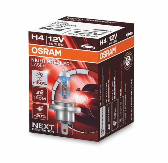 Osram Night Breaker Laser H4 12V 60 55W bulb - x1 UniversalRef: Osrm00103A / 1080414