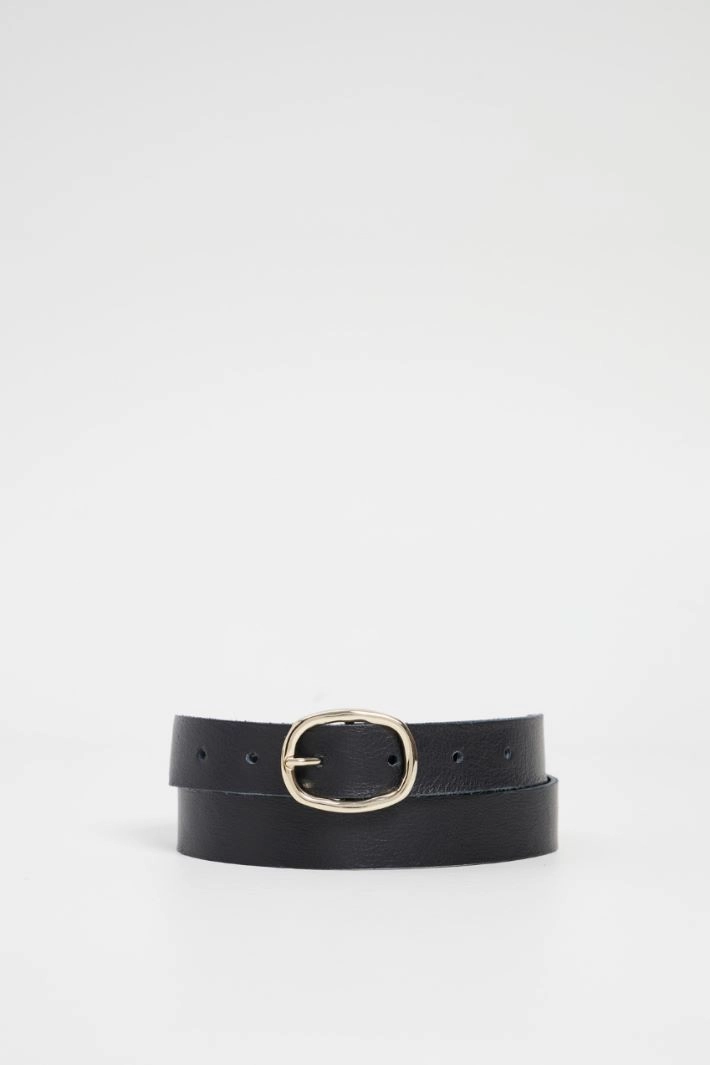 Belt with oval buckle - BLACK