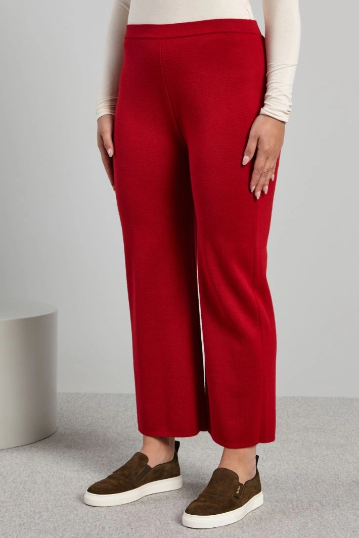 Straight knit trousers - RED