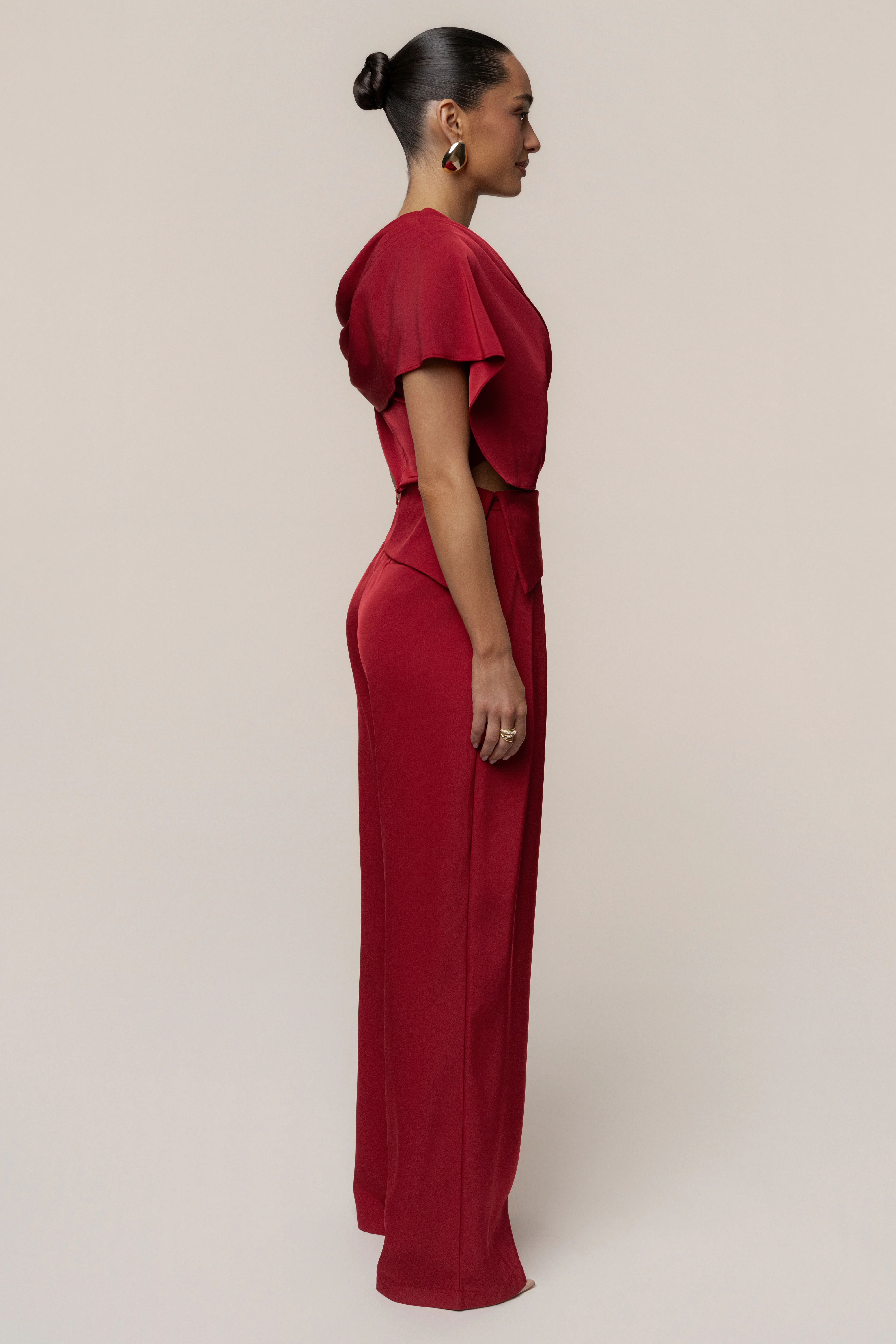 Red Gleam and Glow Satin Top