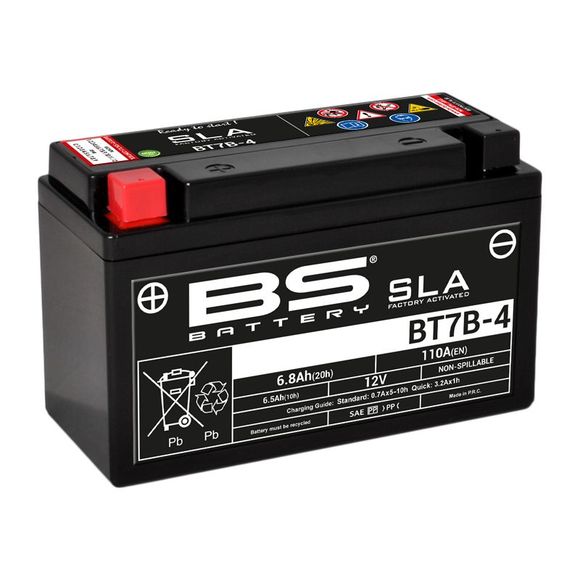 Batterie BS Battery SLA YT7B-4/BT7B-4 ferme Type Acide Sans entretien/prête à l'emploiRef : 321793 / 1080656