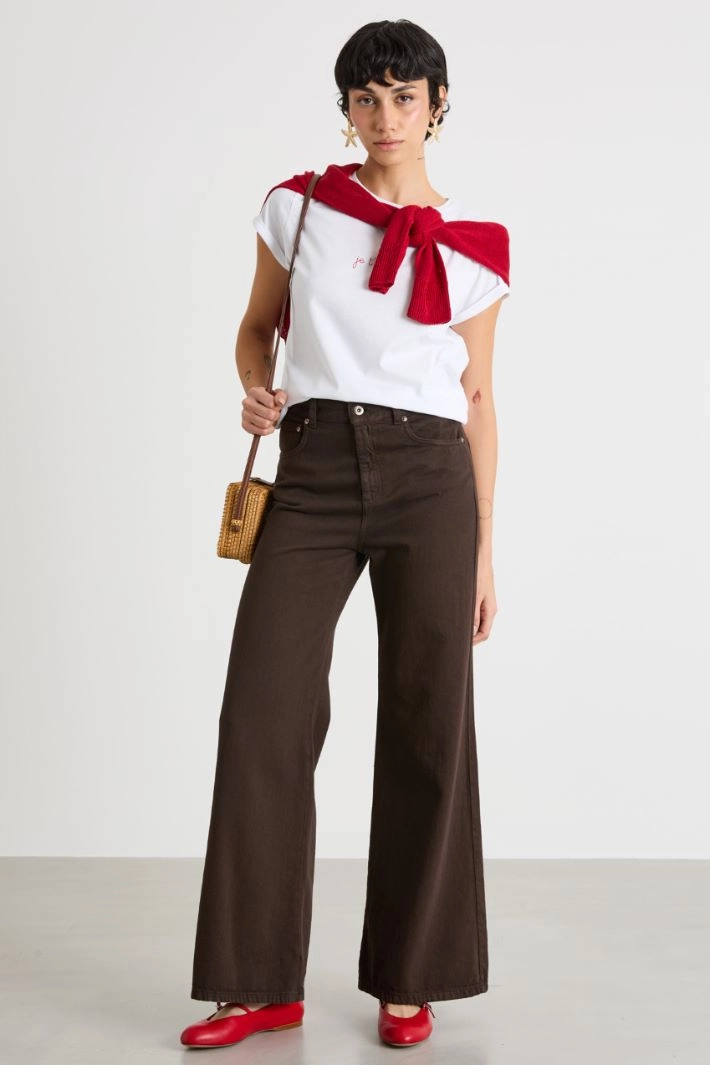 T-shirt with turn-ups - WHITE RED