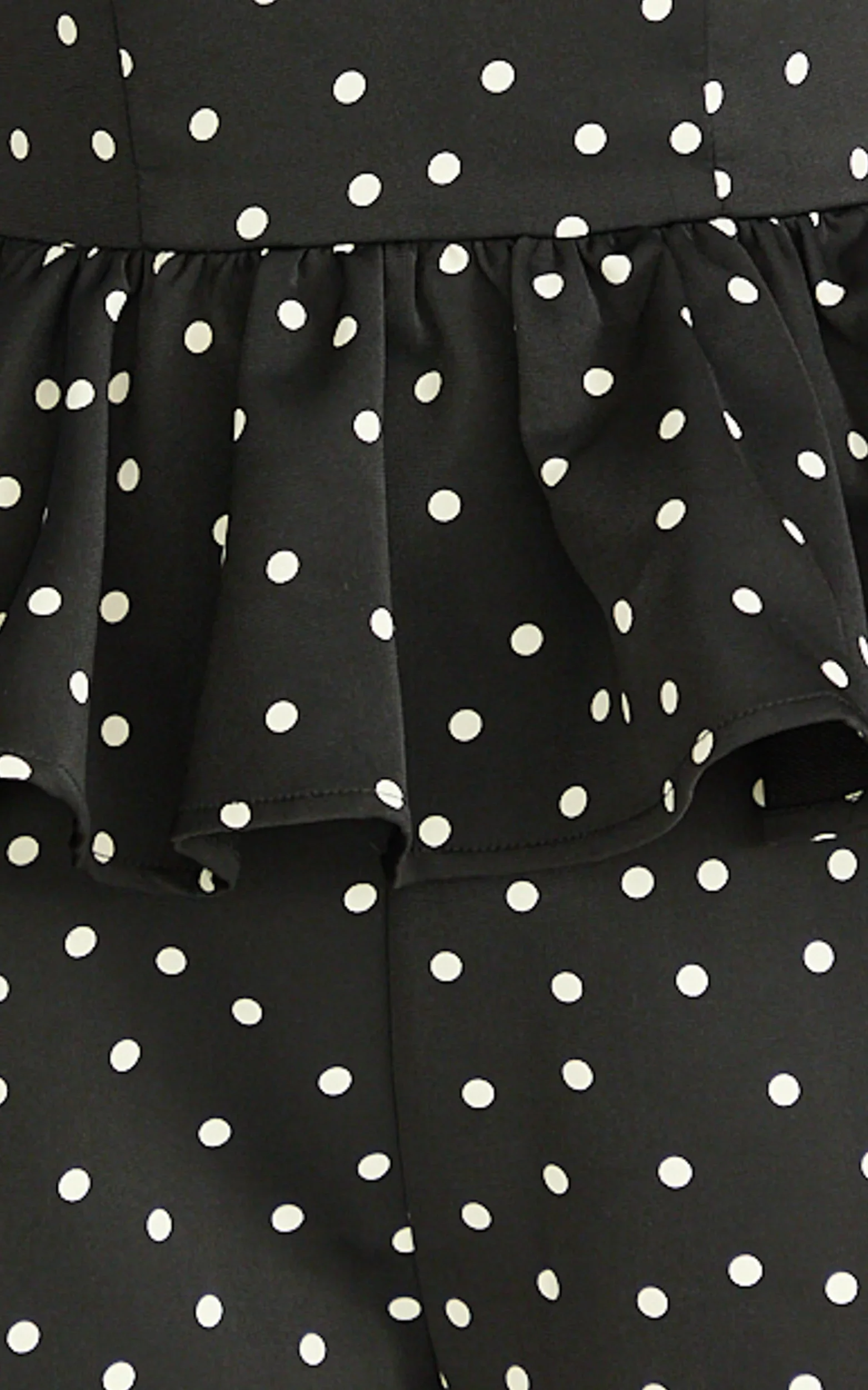 Seraphina Top - Polka Dot V Neck Peplum Top in Black Polka Dot Print