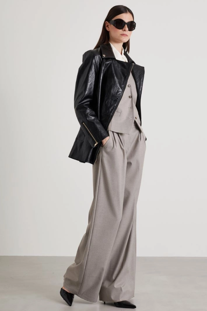 BIker jacket with belt - BLACK