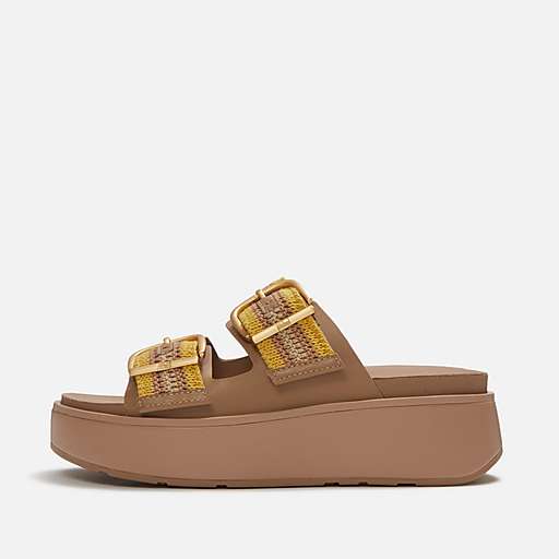 Max Buckle Stripe-Webbing Two-Bar Slides