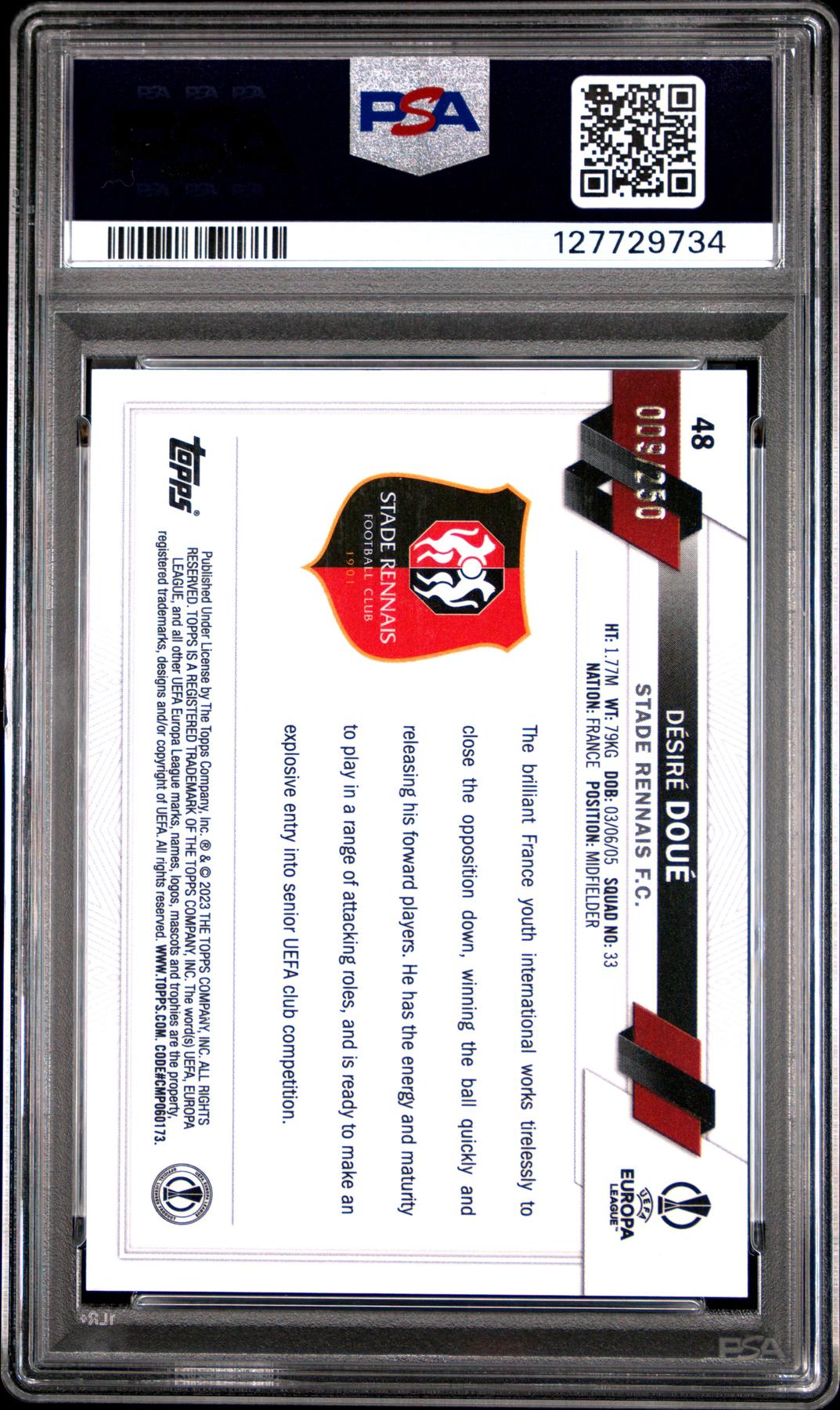 2022-23 TOPPS CHROME UEFA CLUB COMPETITIONS 48 DESIRE DOUE PINK SHIMMER PSA 10 127729734