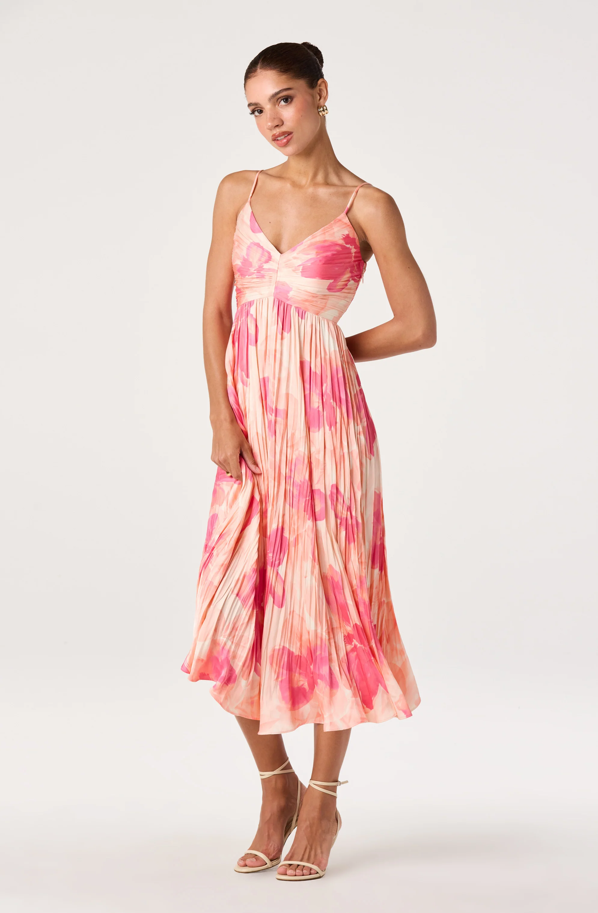 Maeve Pleated Satin Midi Dress