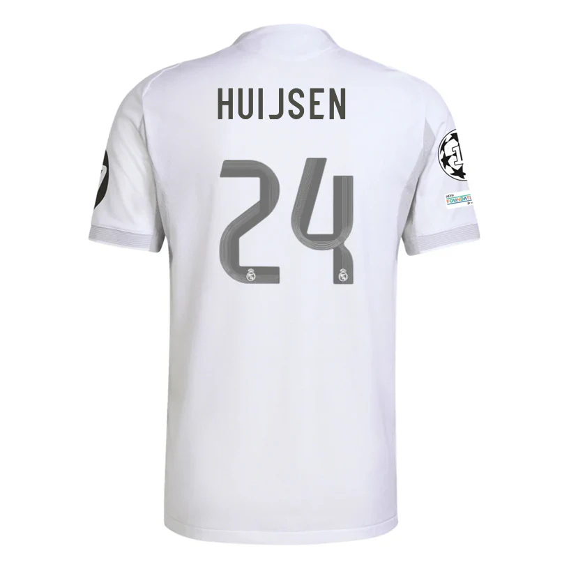 Dean Huijsen Real Madrid 25/26 Home Jersey w/ Champions League Patches (White)
