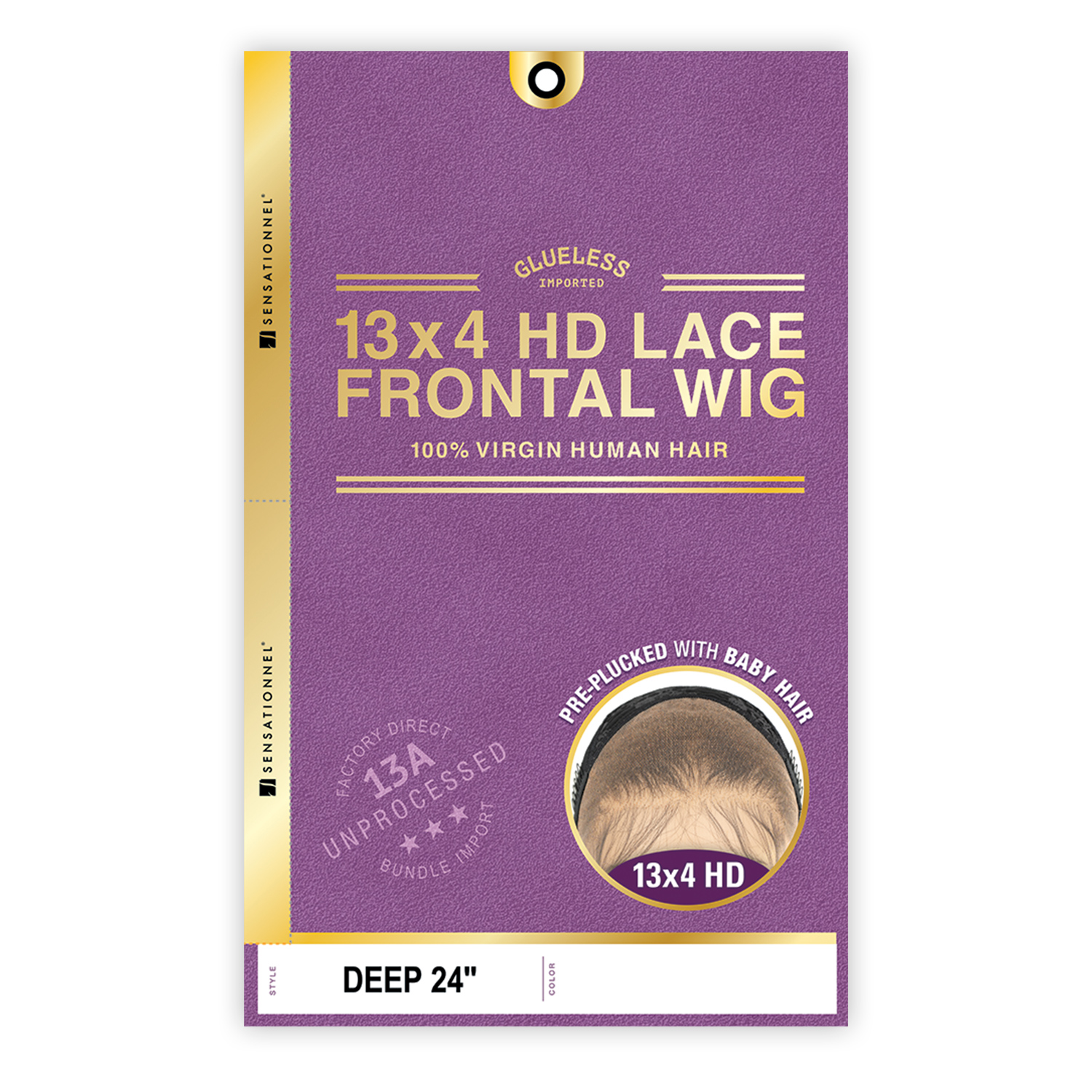 Sensationnel Unprocessed Virgin Human Hair 13X4 HD Lace Frontal Wig Glueless 13A Deep 24