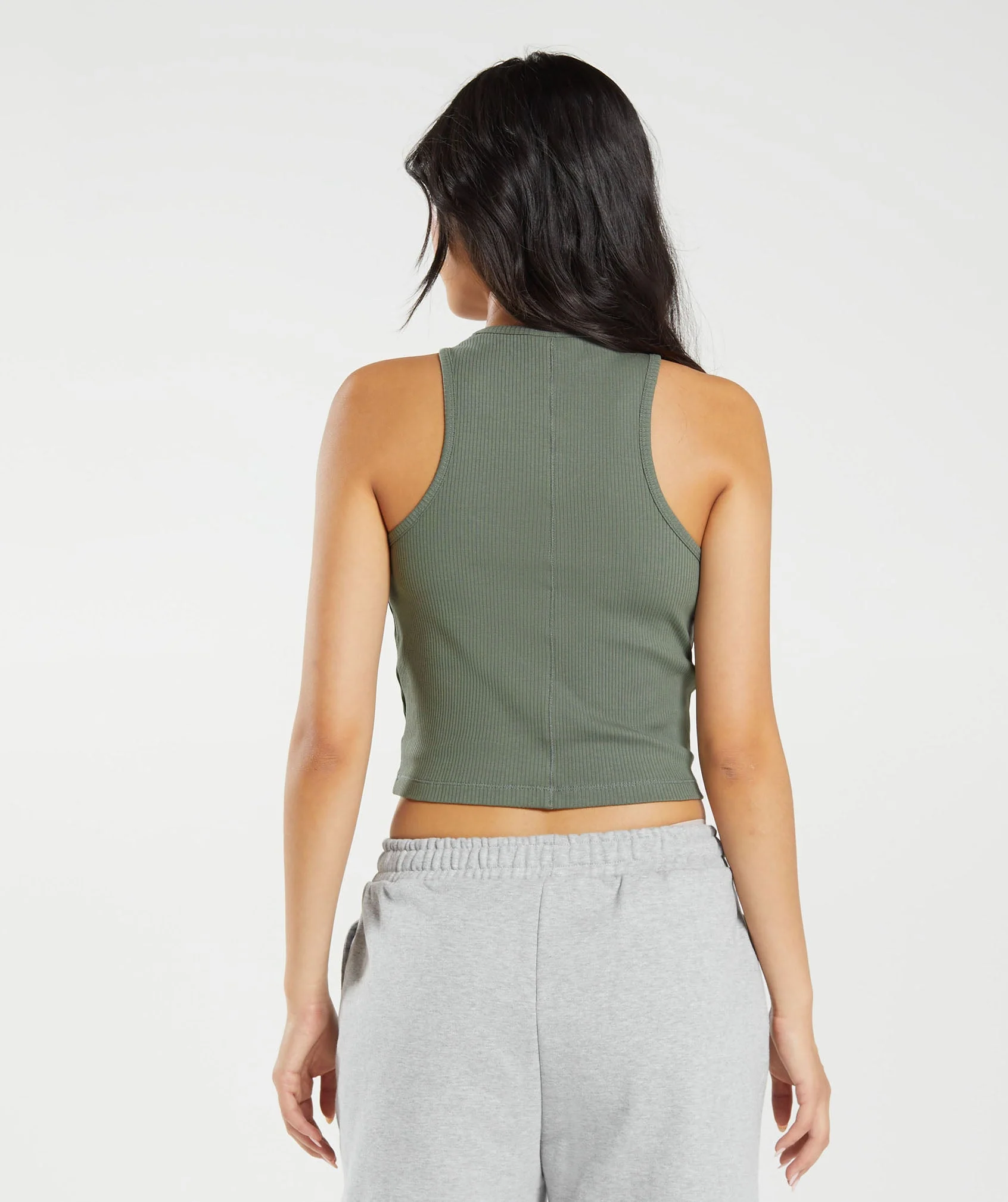 Cotton Rib Midi Tank Dusk Green