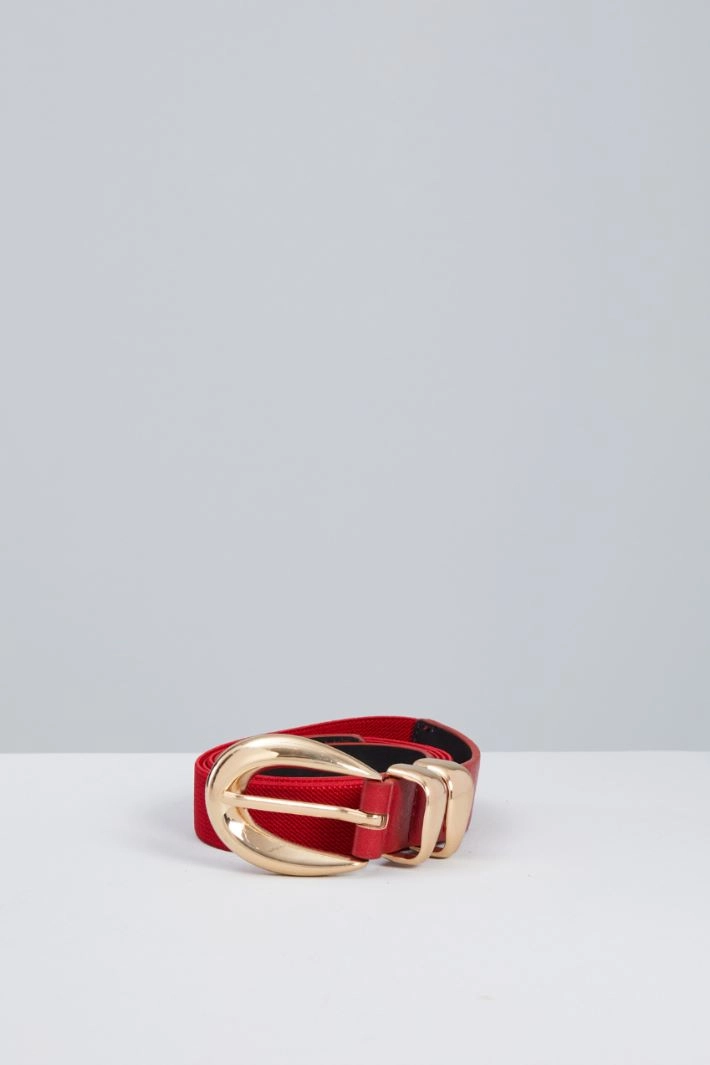 Belt with oval buckle - RED