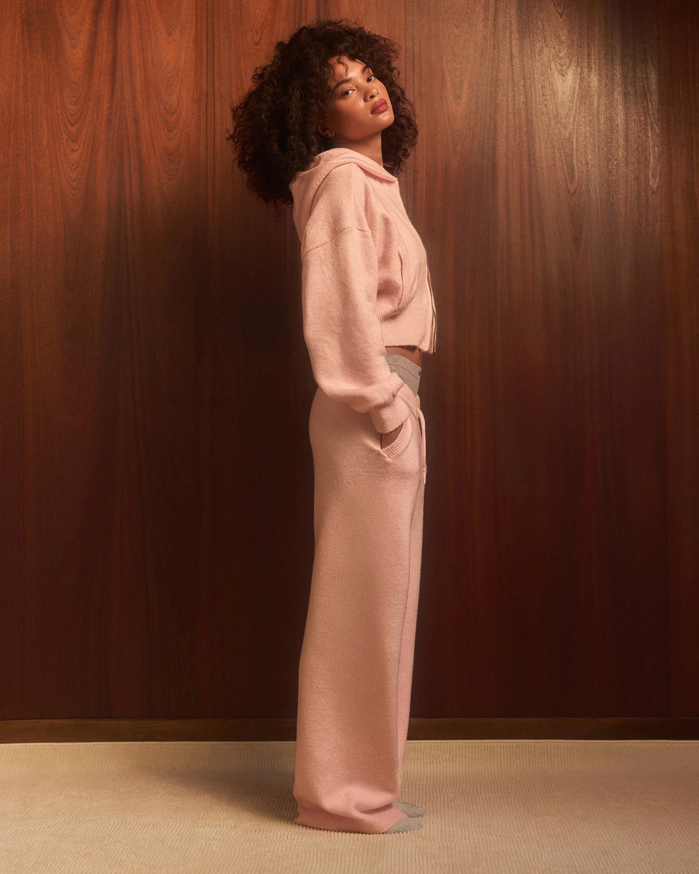 Oversized Knit Straight Leg Bottoms | Soft Girl Pink
