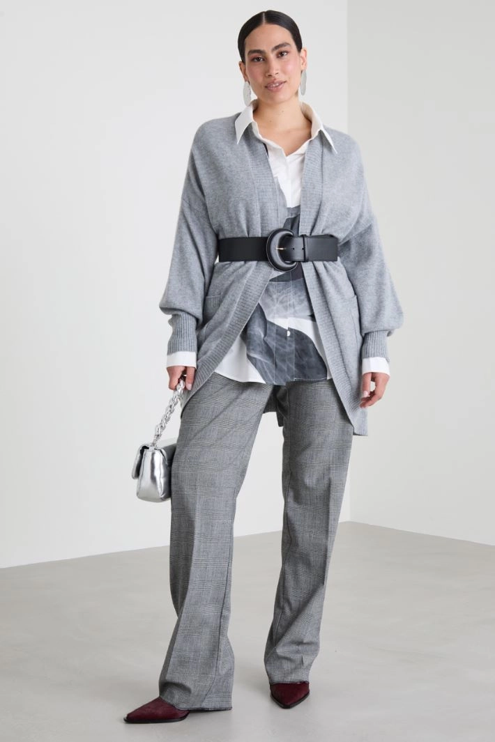 Cashmere cardigan with belt - GREY