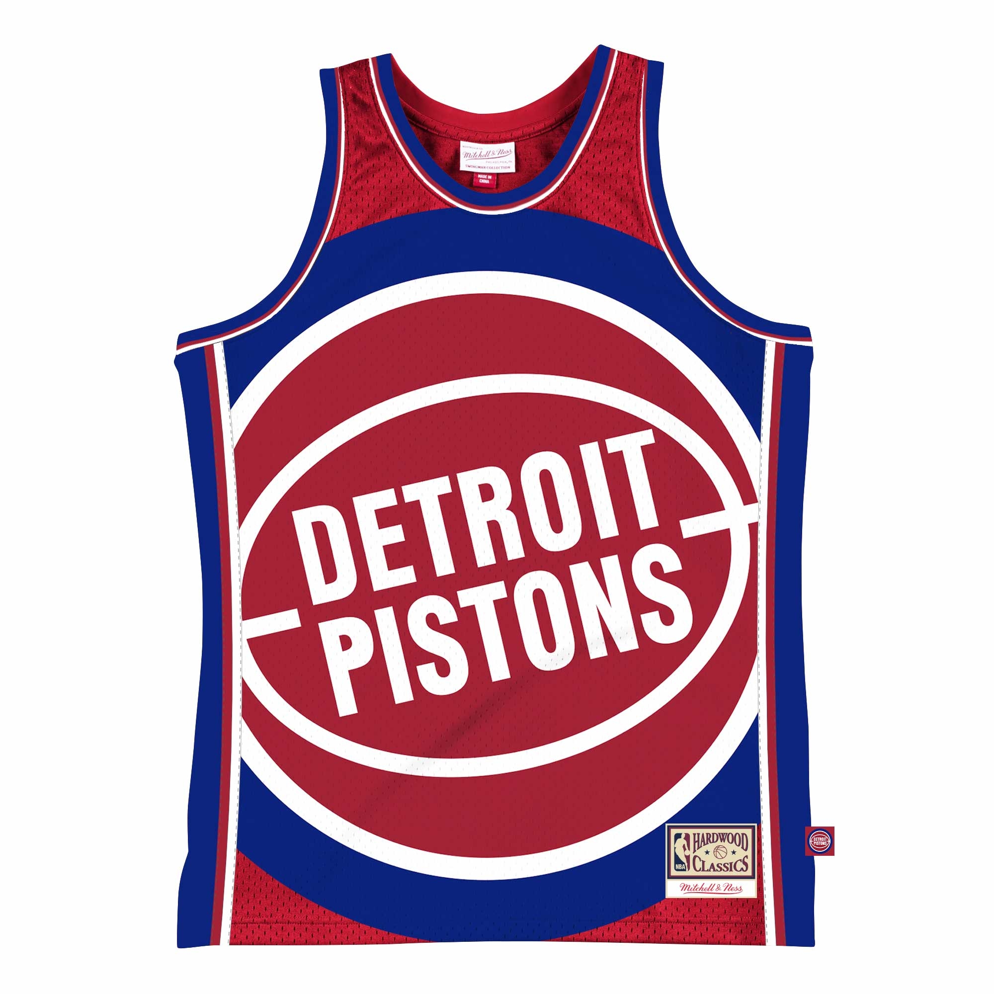 Detroit Pistons Big Face 2.0 Mitchell & Ness NBA Jersey Red