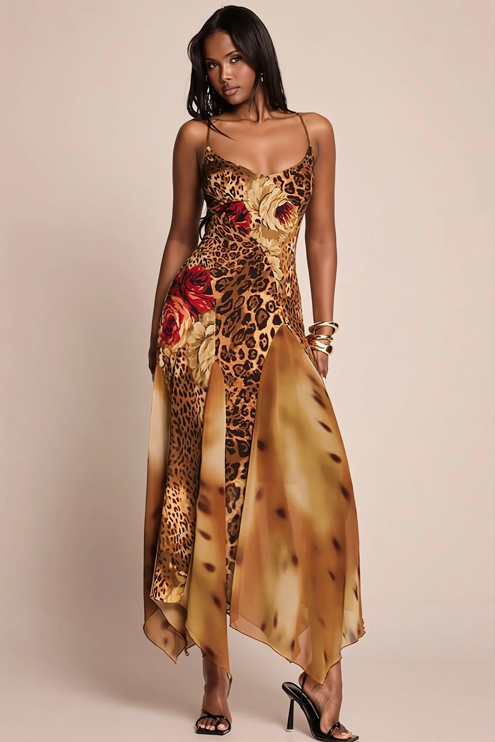 Mesh Splicing Cami Wild Maxi Dress