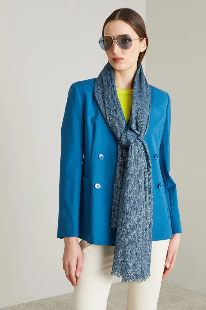 Pleated lurex stole - BLUE