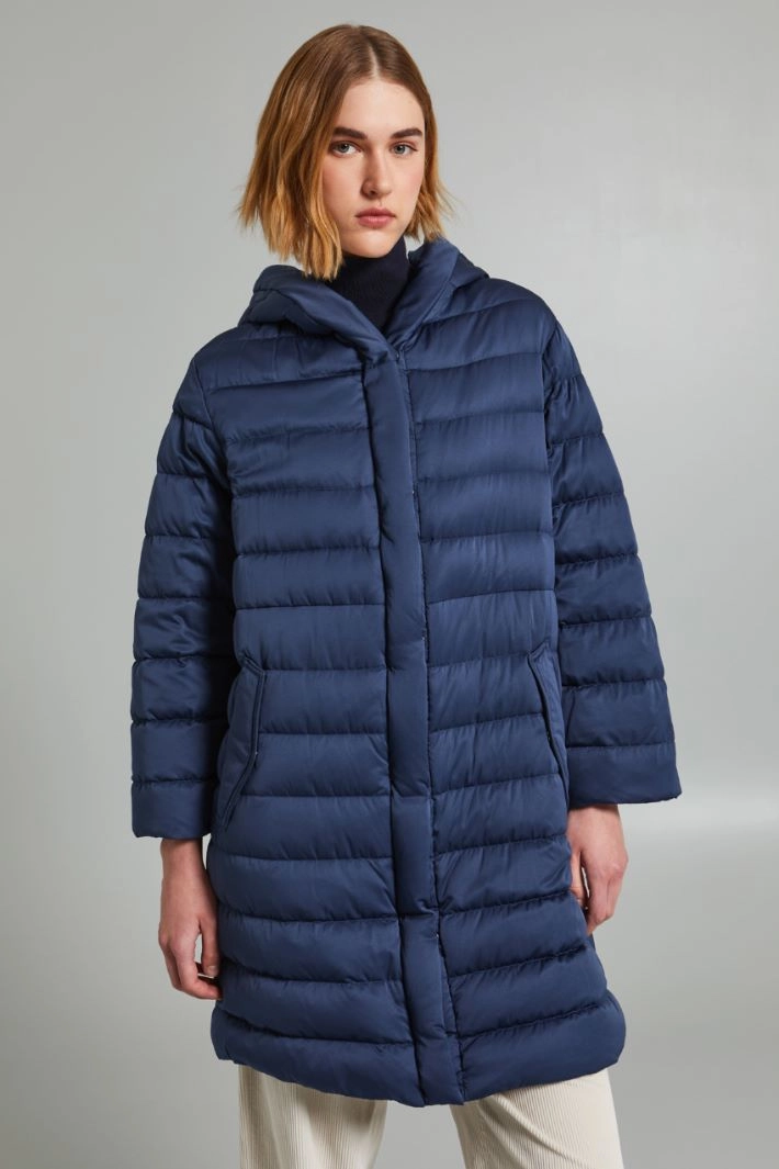 Washed-effect down coat - BLUE