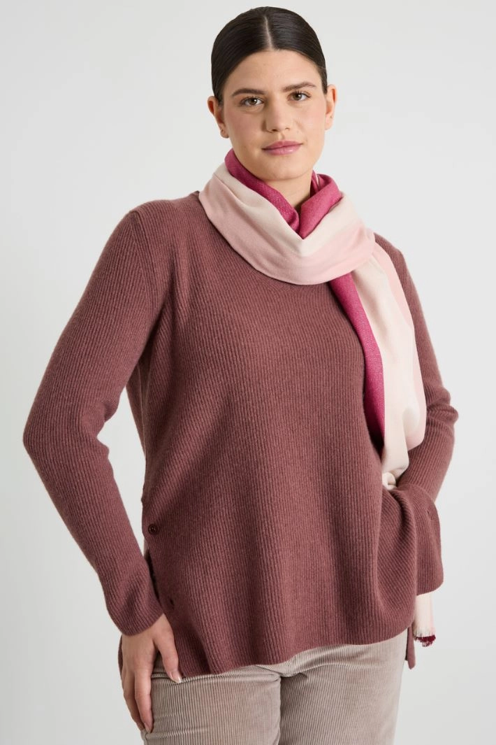 Striped viscose stole - PINK