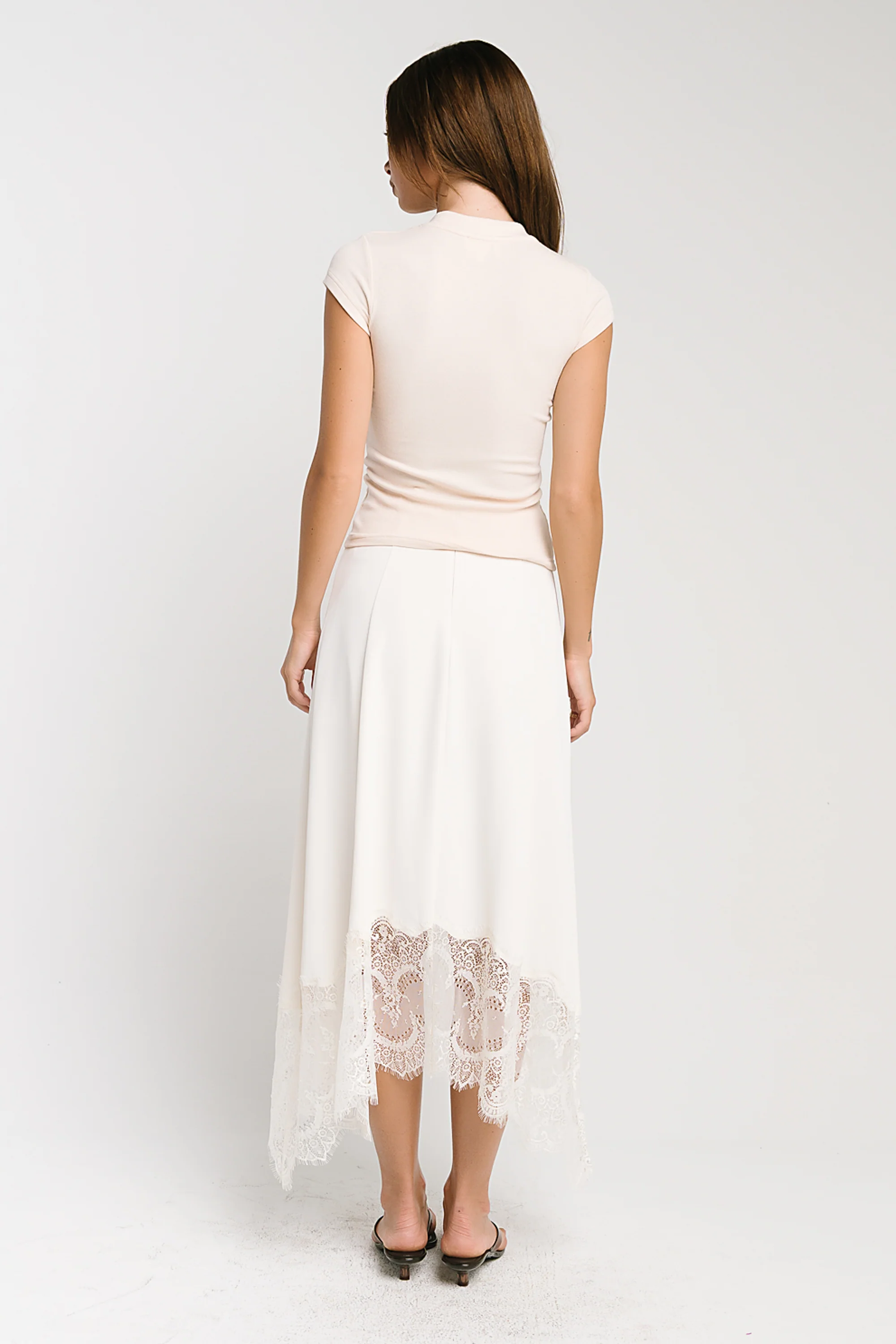 Rachelle Lace Midi Skirt in Cream