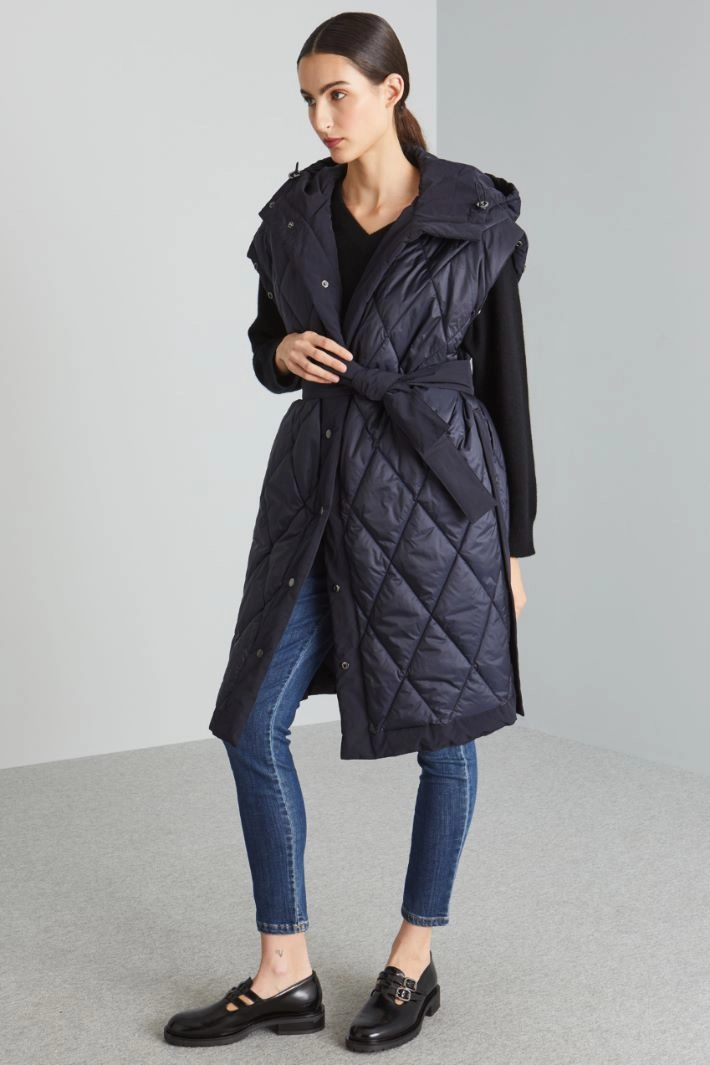 Padded coat with removable sleeves - NIGHT BLUE