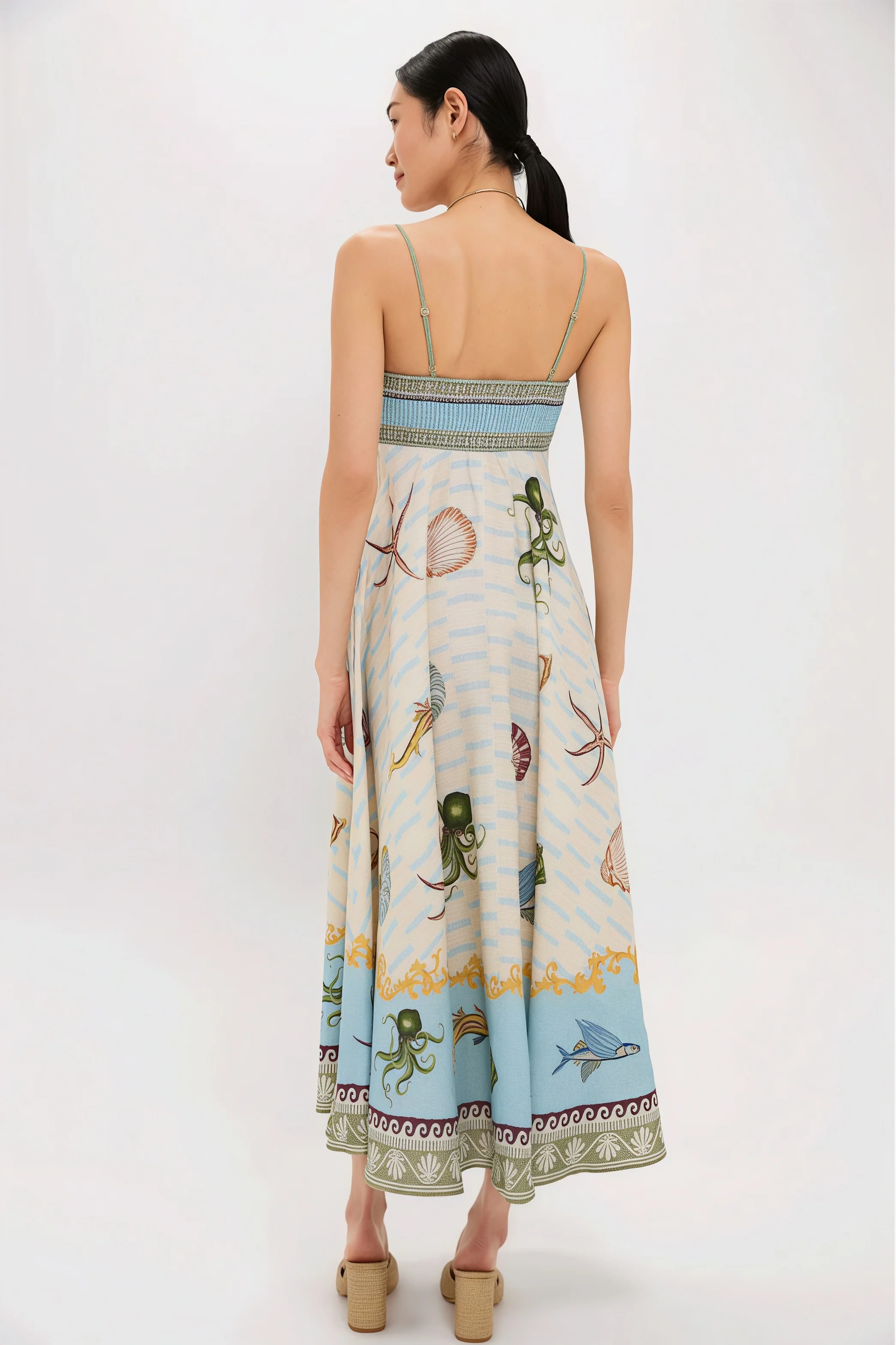 High Waist Print Cami Casual Maxi Dress