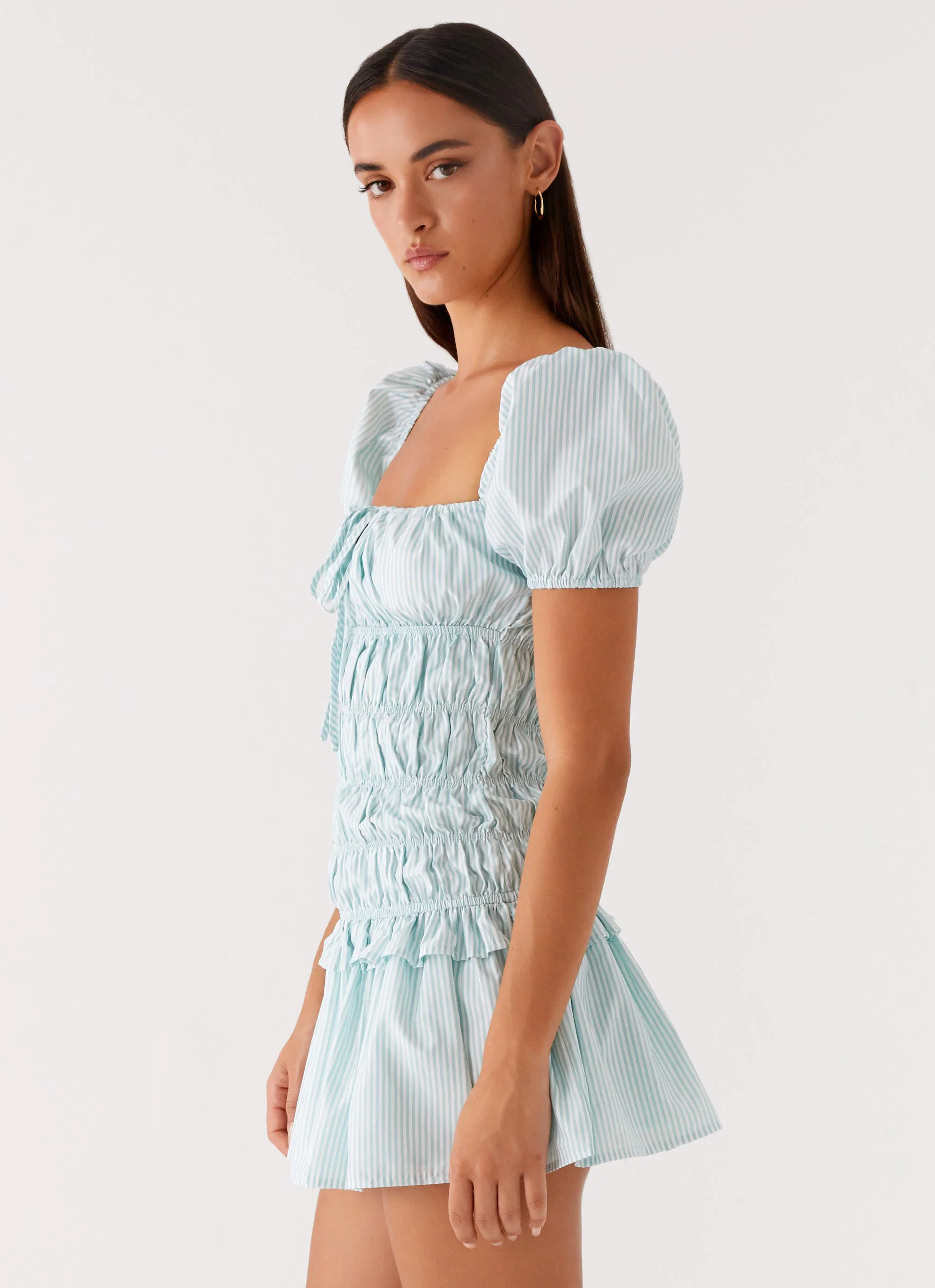 Yolene Mini Dress - Green Gingham