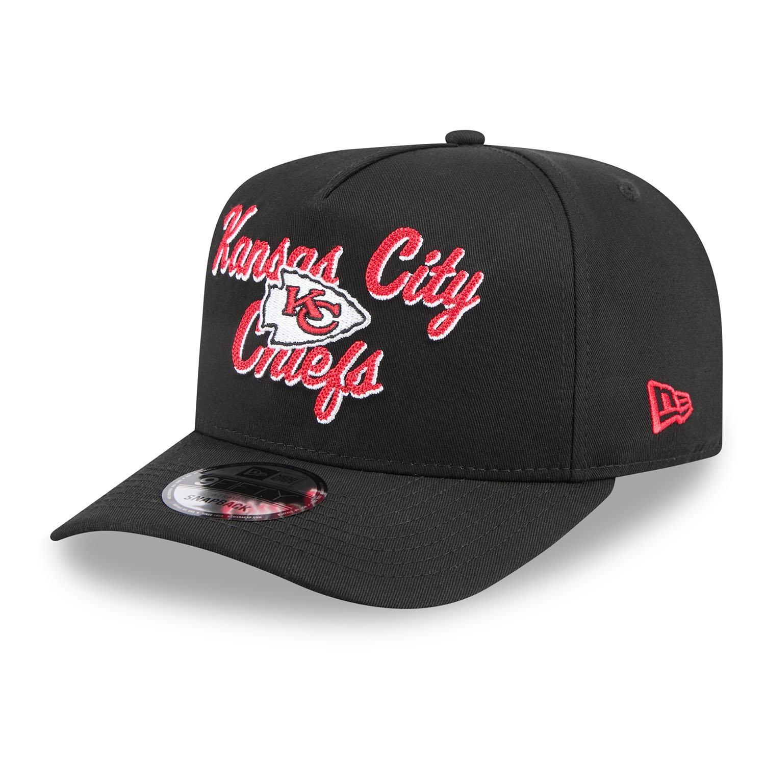 Kansas City Chiefs NFL Chainstitch 9FIFTY A-Frame Snapback Cap Black