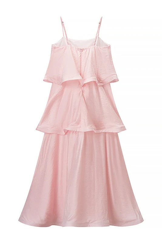 Light Pink Tiered Ruffle A-line Dress