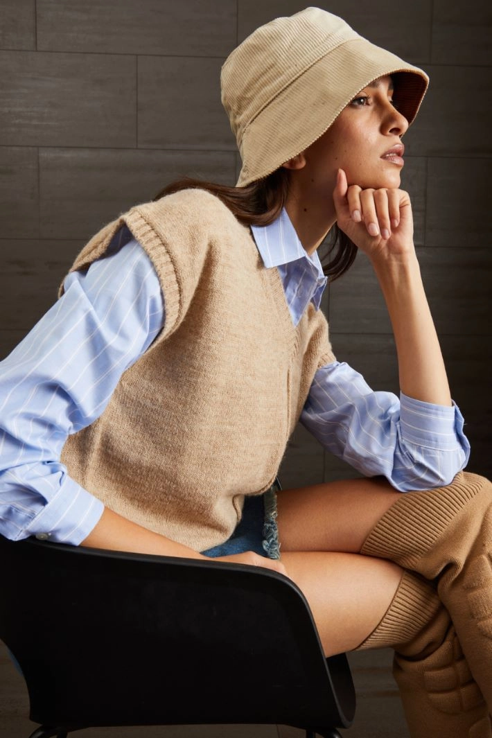 Velvet fisherman's hat - SAND BROWN