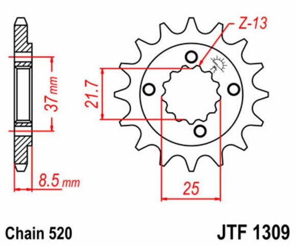 JT. Standard steel 1309 - 520Ref: Jtc01354A / 1077224001