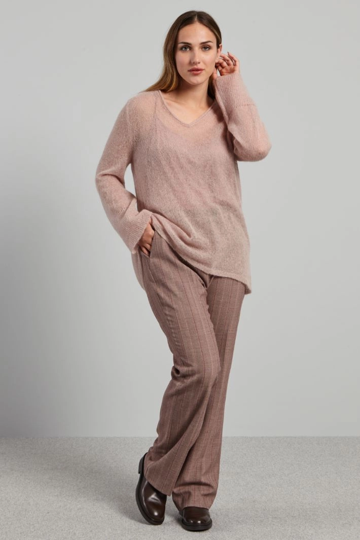 Yarn-dyed trousers - BROWN RED WHITE