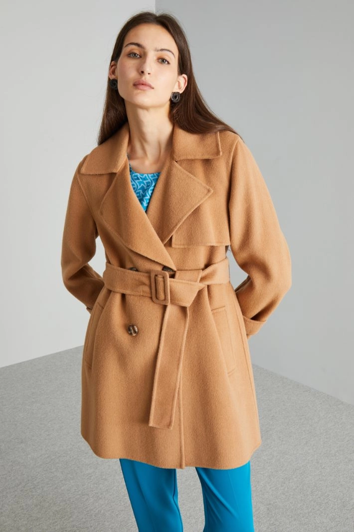 Double drap coat - CAMEL