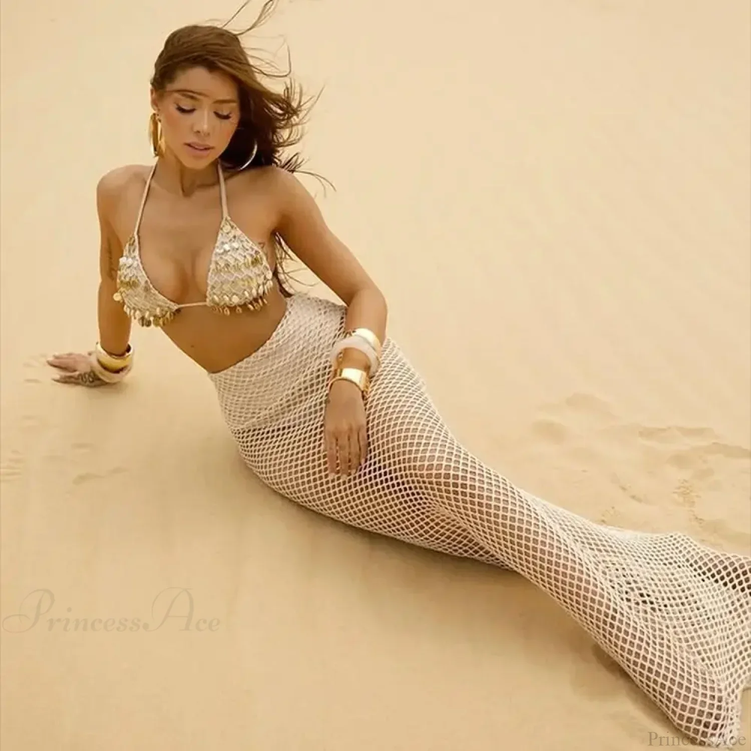 Printed Diamond Skirt Style Bikini Set