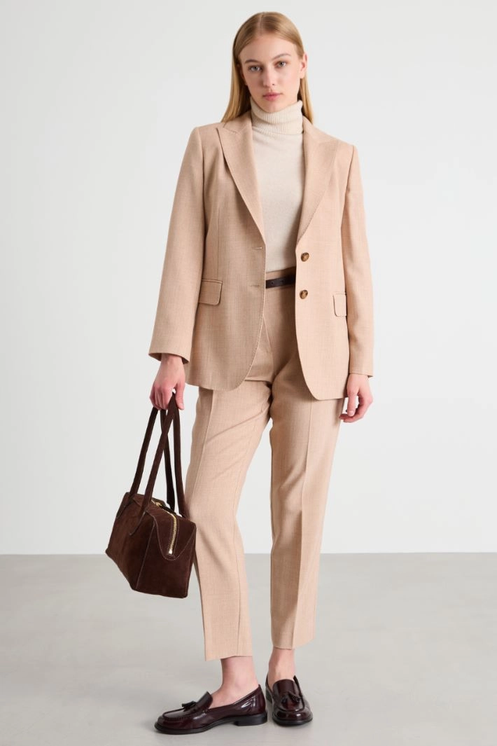 Basketweave mélange blazer - CAMEL