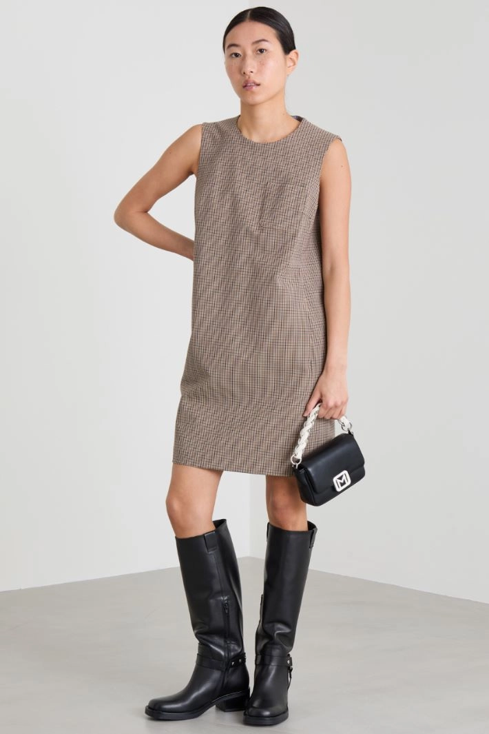 Canvas mini dress - BROWN