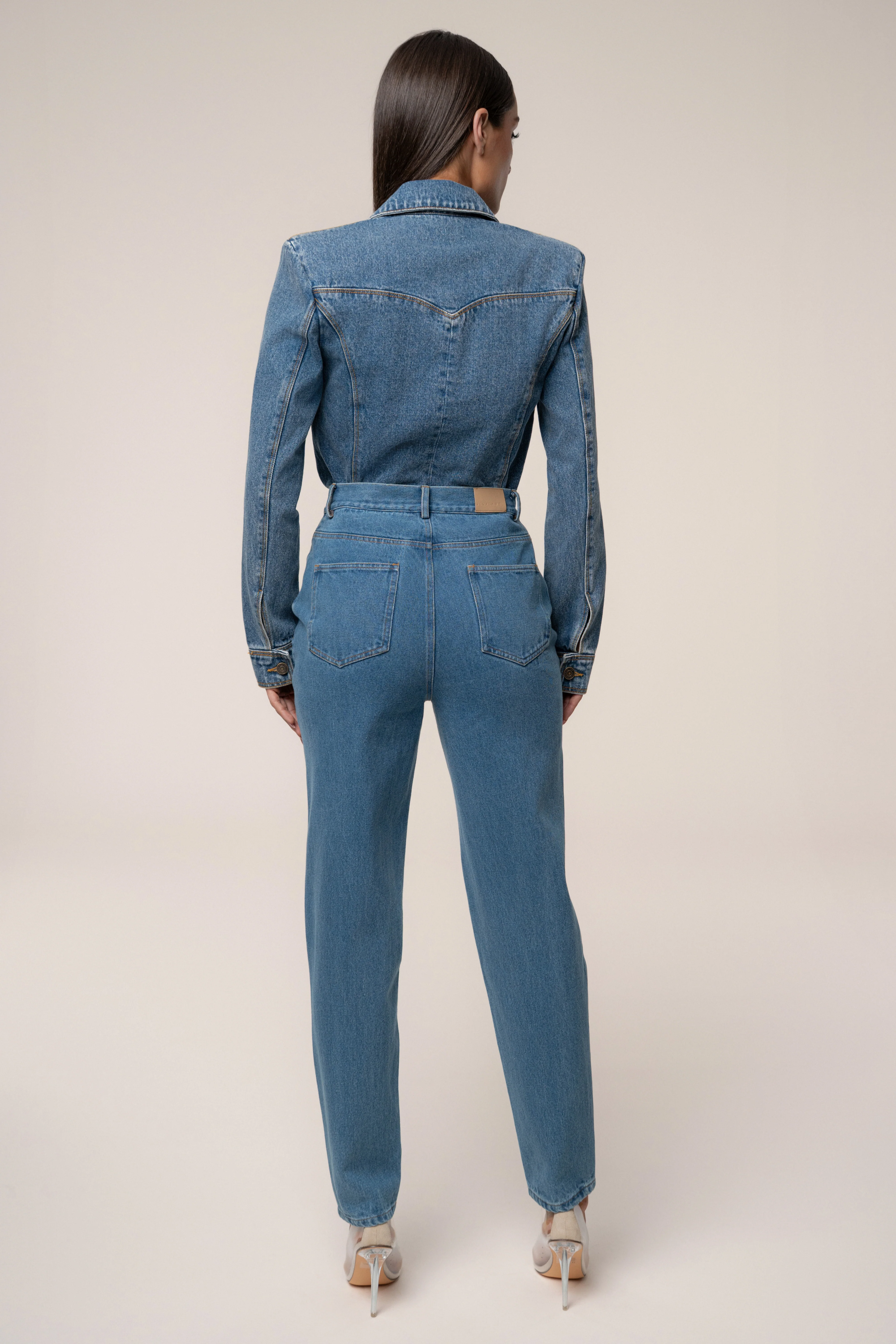 Medium Wash Dominica Structured Denim Bodysuit