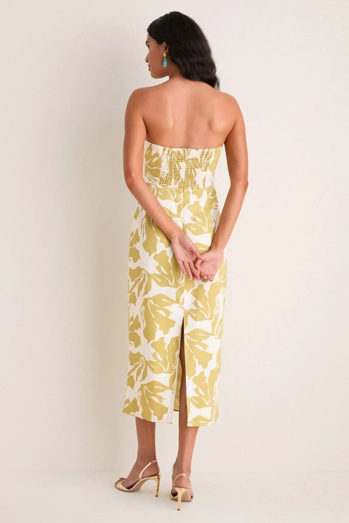 Olive & Cream Tropical Lowery Maxi Dress