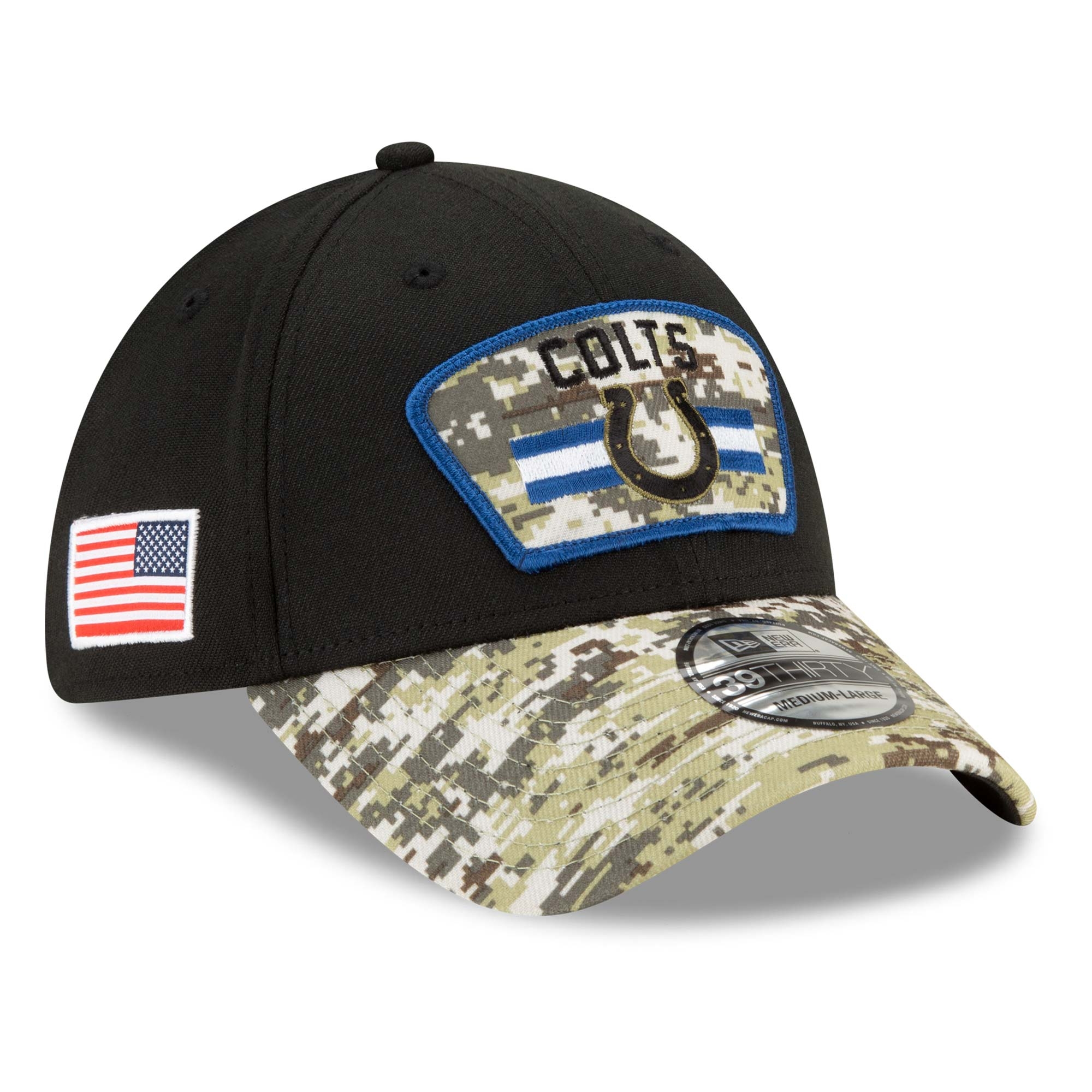 Indianapolis Colts 2021 NFL On-Field Salute to Service New Era 39THIRTY Flex Fit Cap