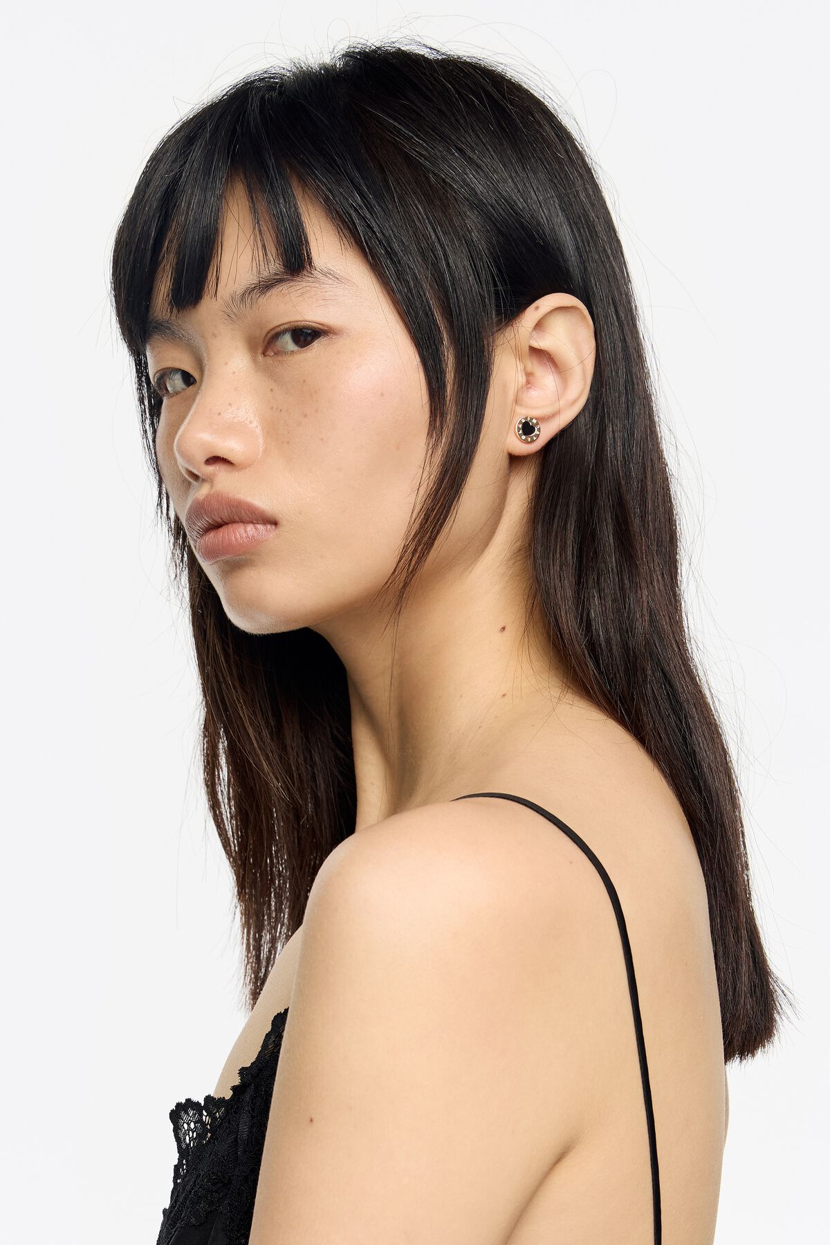 Black heart logo earrings