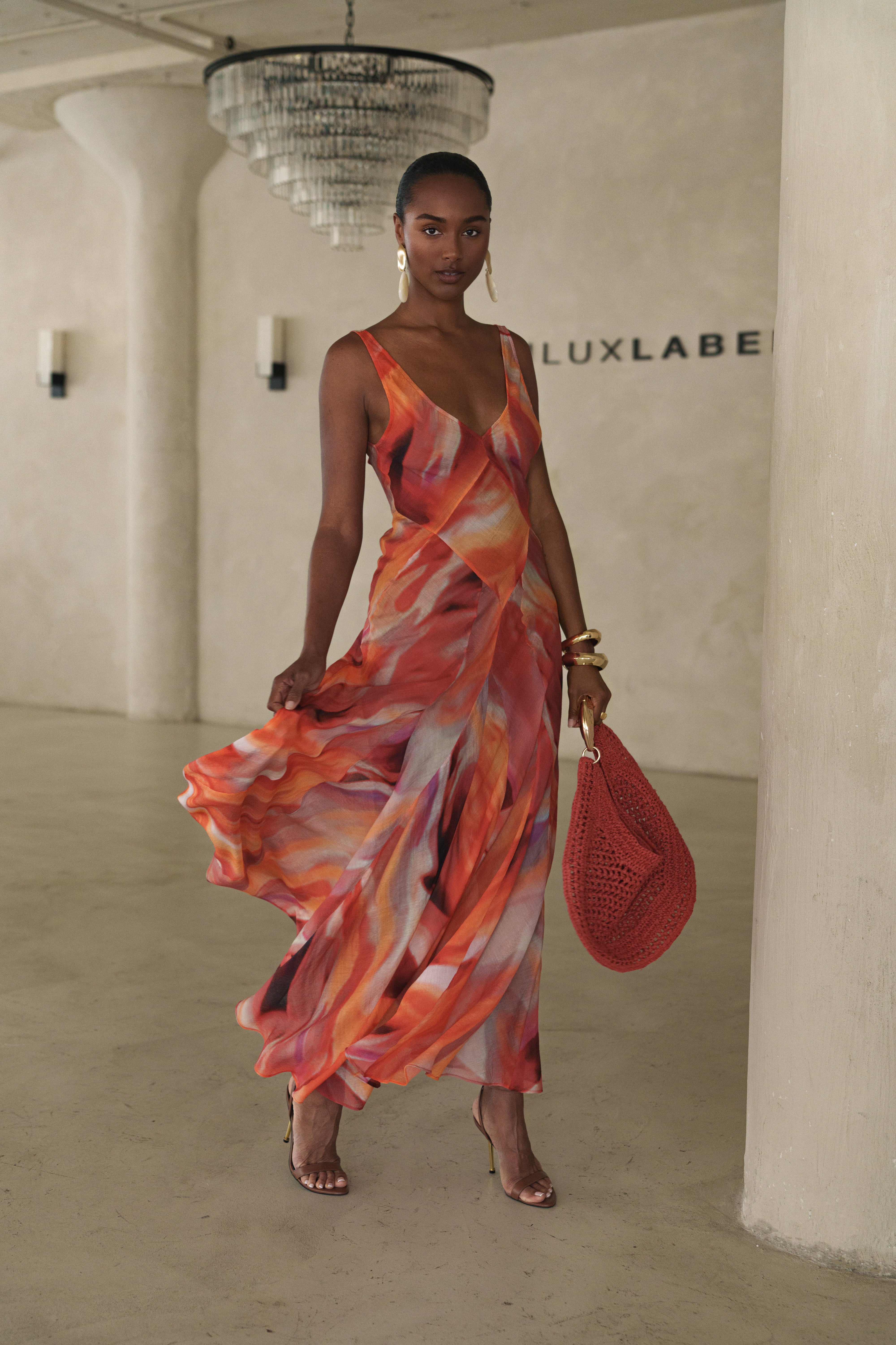 Red Prism Tide Maxi Dress