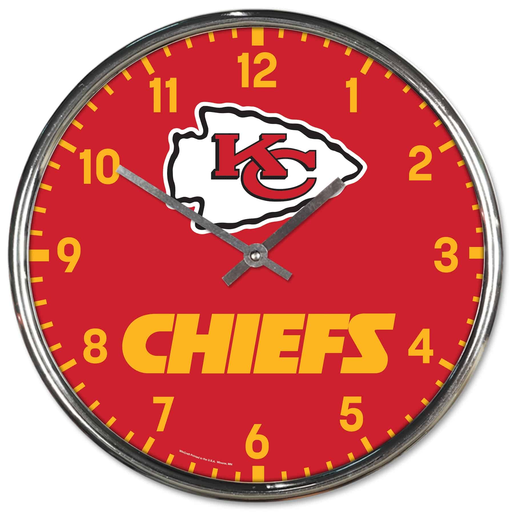 Kansas City Chiefs Chrome NFL Team Design Wall Clock