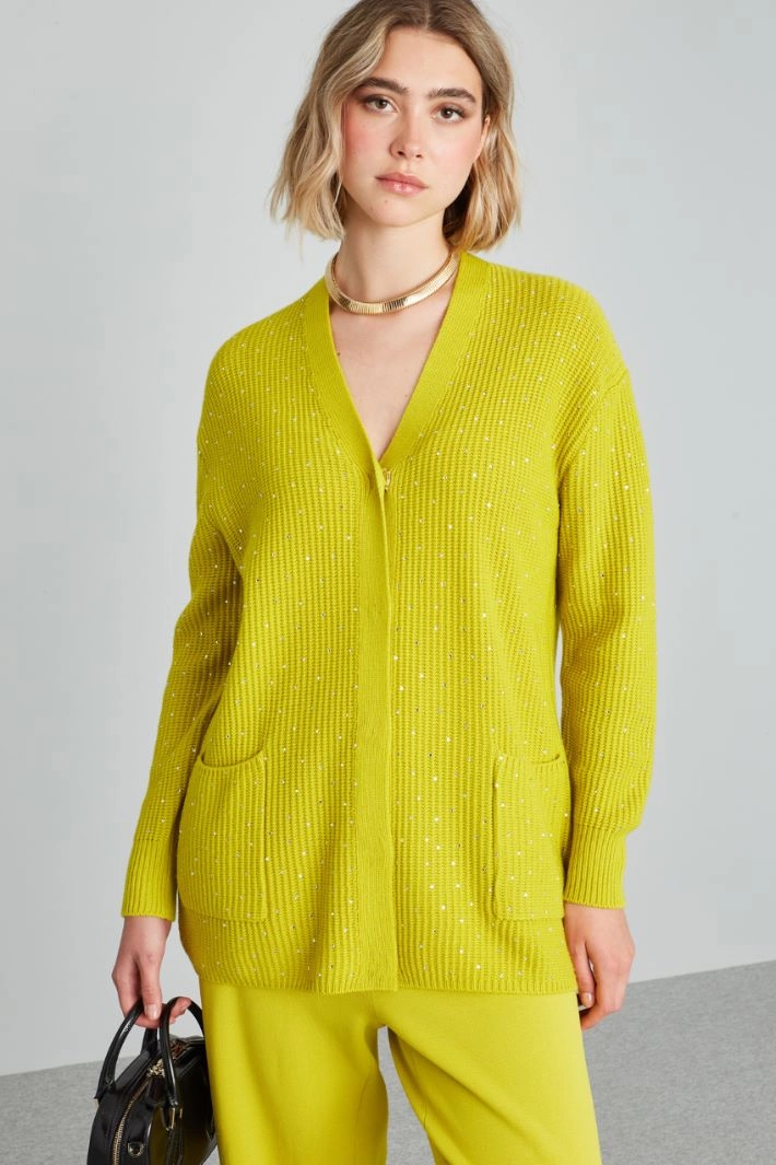 Wool-blend cardigan - ACID GREEN