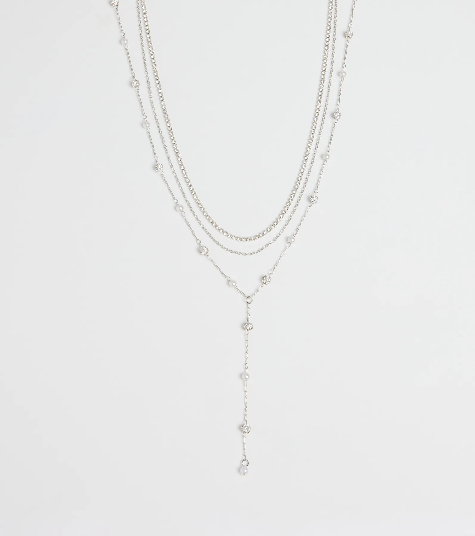 Unforgettable Luxe Rhinestone Pearl Layered Necklace