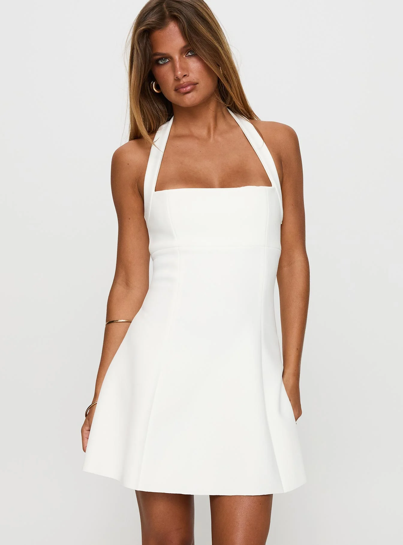 Alyn Halter Mini Dress White