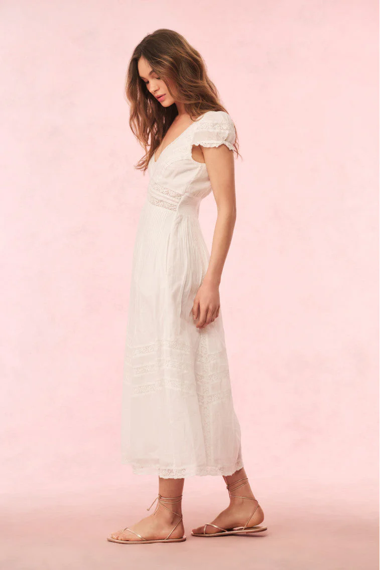 Suvi Cotton Midi Dress - White